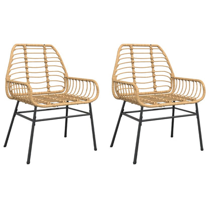 2-Piece Brown Poly Rattan Garden Chairs - Stylish & Durable
