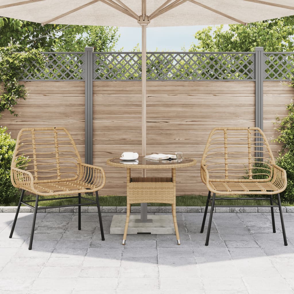 2-Piece Brown Poly Rattan Garden Chairs - Stylish & Durable