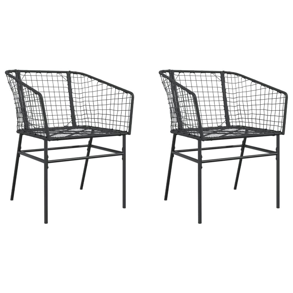 Black Poly Rattan Garden Chairs Set of 2 - Stylish & Durable