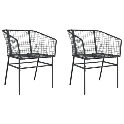 Black Poly Rattan Garden Chairs Set of 2 - Stylish & Durable