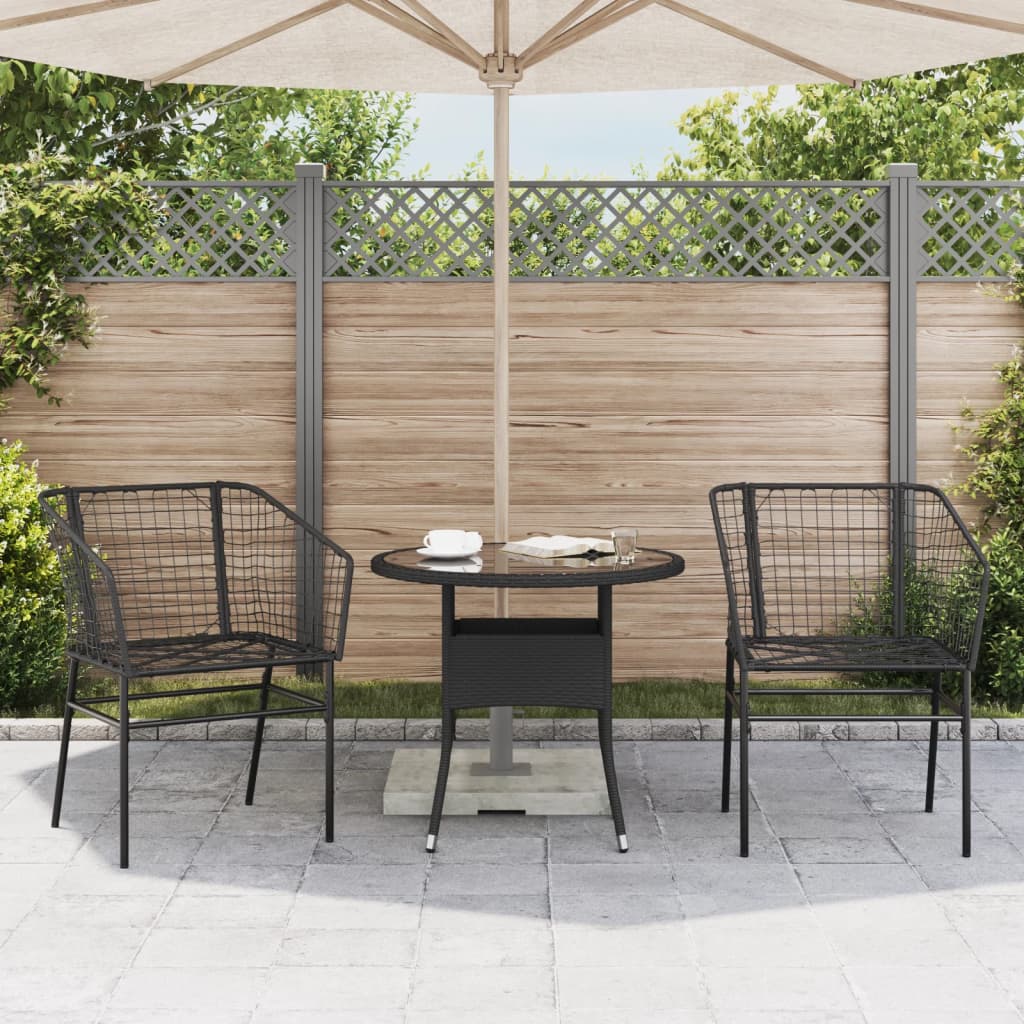 Black Poly Rattan Garden Chairs Set of 2 - Stylish & Durable