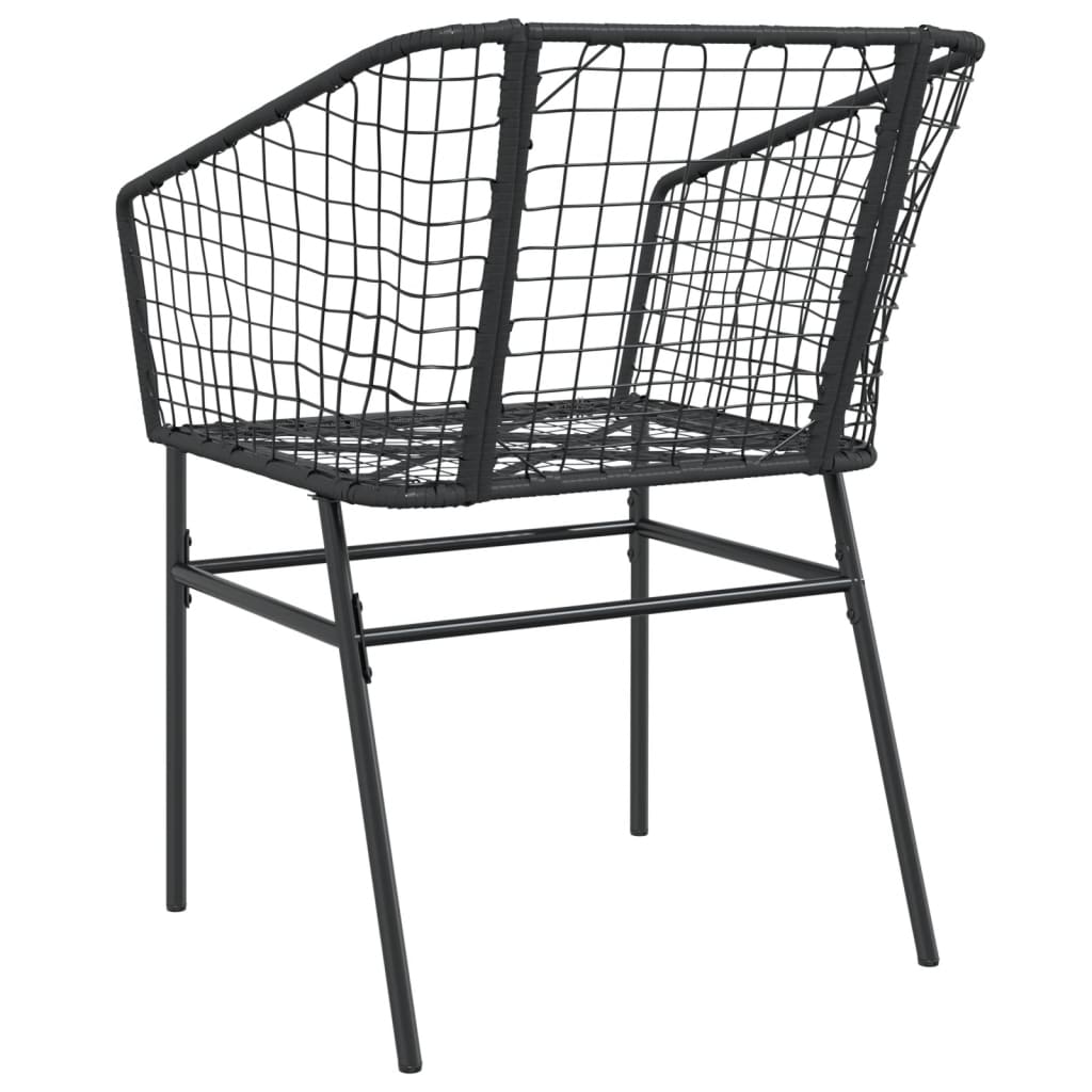 Black Poly Rattan Garden Chairs Set of 2 - Stylish & Durable