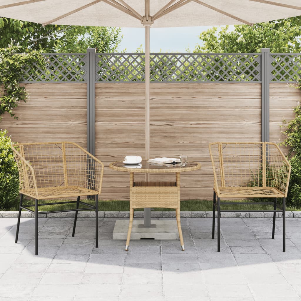Stylish Brown Poly Rattan Garden Chairs - Set of 2