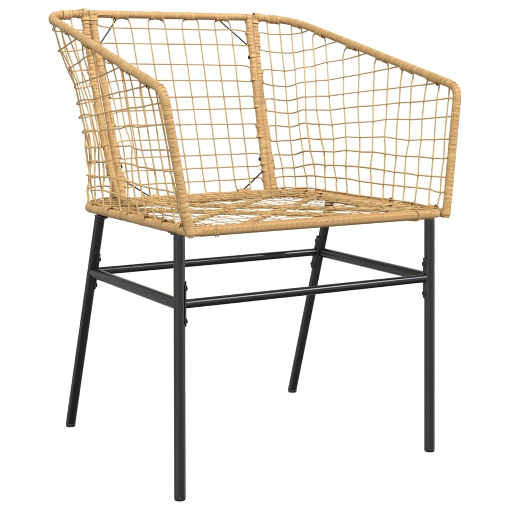 Stylish Brown Poly Rattan Garden Chairs - Set of 2