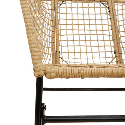 Stylish Brown Poly Rattan Garden Chairs - Set of 2