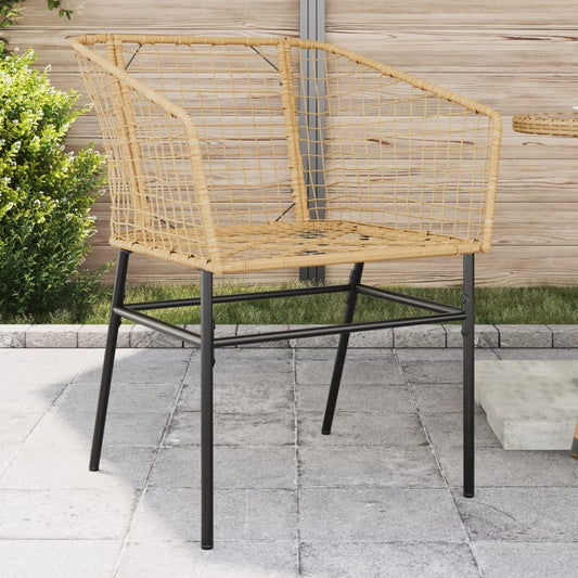 Stylish Brown Poly Rattan Garden Chairs - Set of 2
