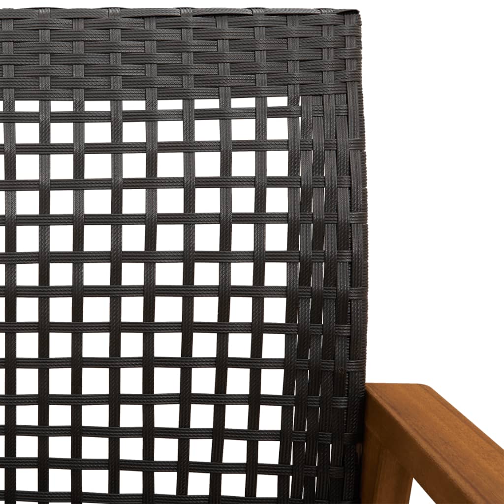 Elegant 3-Piece Black Bistro Set - Poly Rattan & Acacia Wood