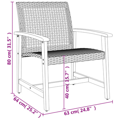 Elegant 3-Piece Black Bistro Set - Poly Rattan & Acacia Wood