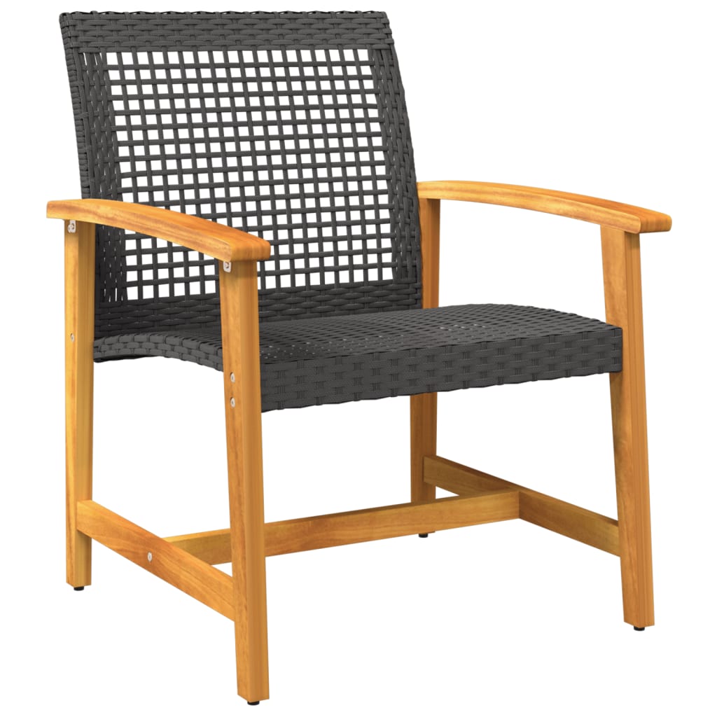Stylish 5-Piece Black Rattan & Acacia Garden Lounge Set