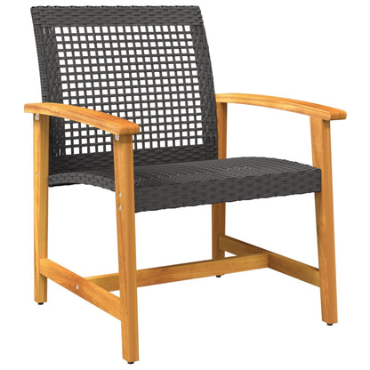 Stylish 5-Piece Black Rattan & Acacia Garden Lounge Set