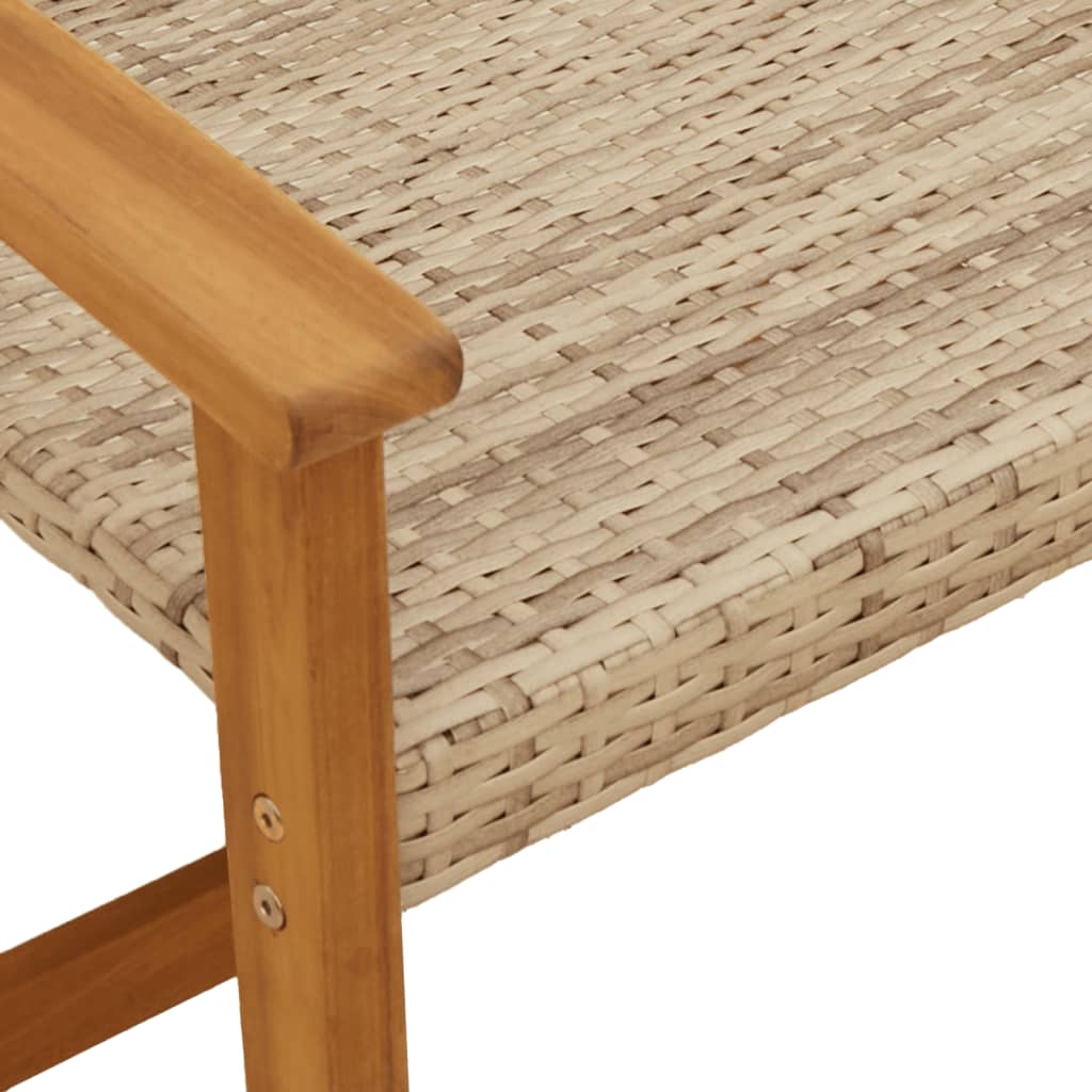 Beige Poly Rattan & Acacia 5-Piece Garden Lounge Set