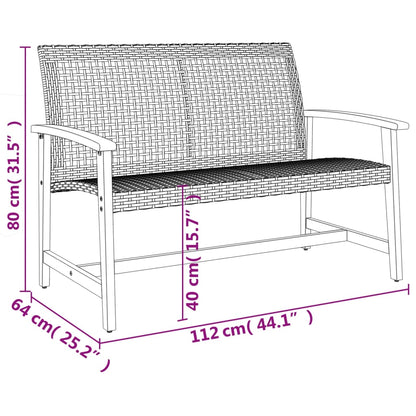 Beige Poly Rattan & Acacia 5-Piece Garden Lounge Set