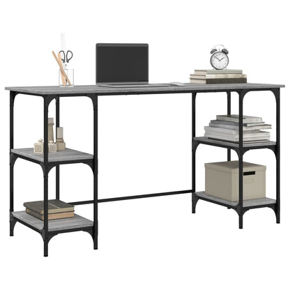 Stylish Grey Sonoma Desk, 140x50x75 cm, Metal & Engineered Wood