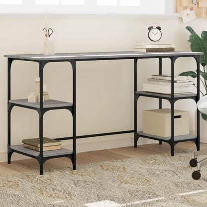 Stylish Grey Sonoma Desk, 140x50x75 cm, Metal & Engineered Wood