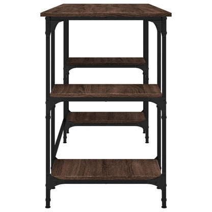 Brown Oak Desk 140x50x75 cm - Metal & Engineered Wood
