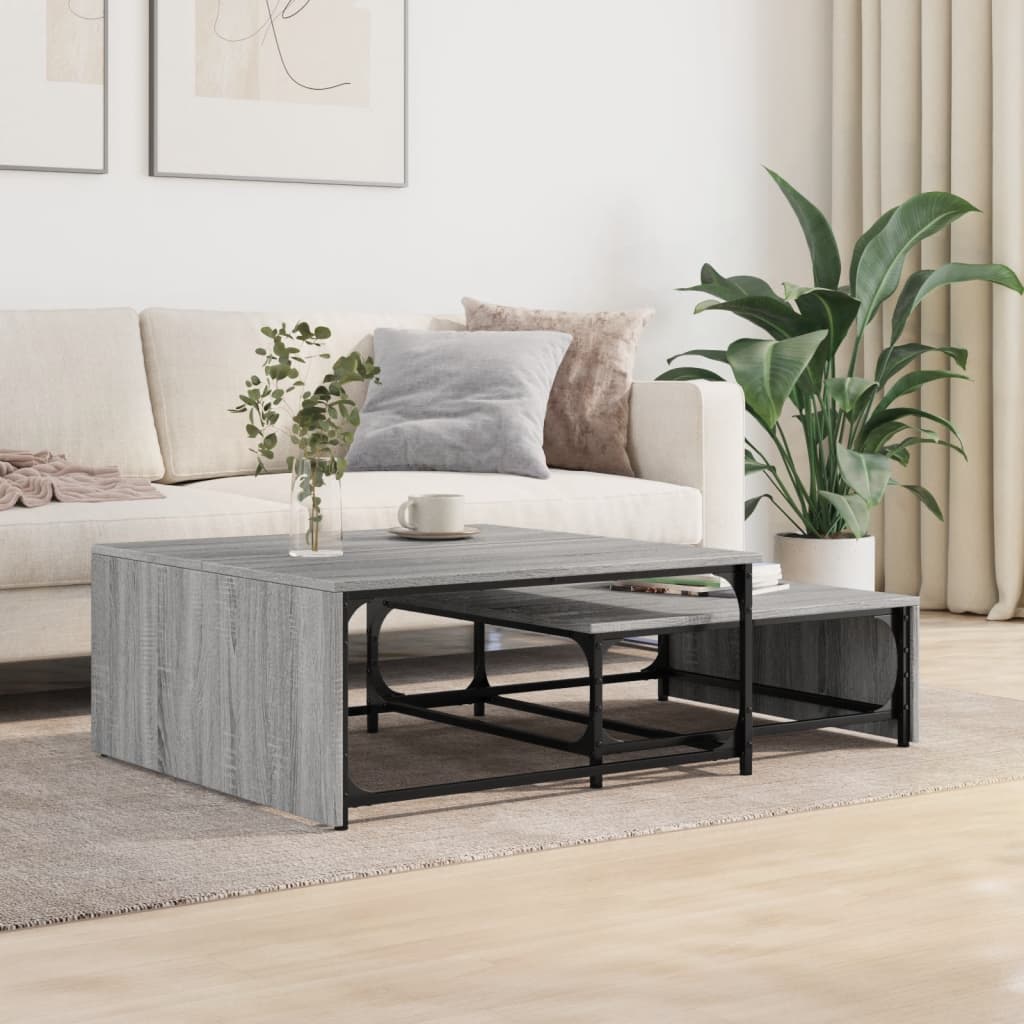 Nesting Coffee Tables 2 pcs Grey Sonoma Engineered Wood and Metal