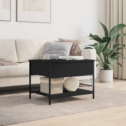 Coffee Table Black 70x50x50 cm Engineered Wood and Metal