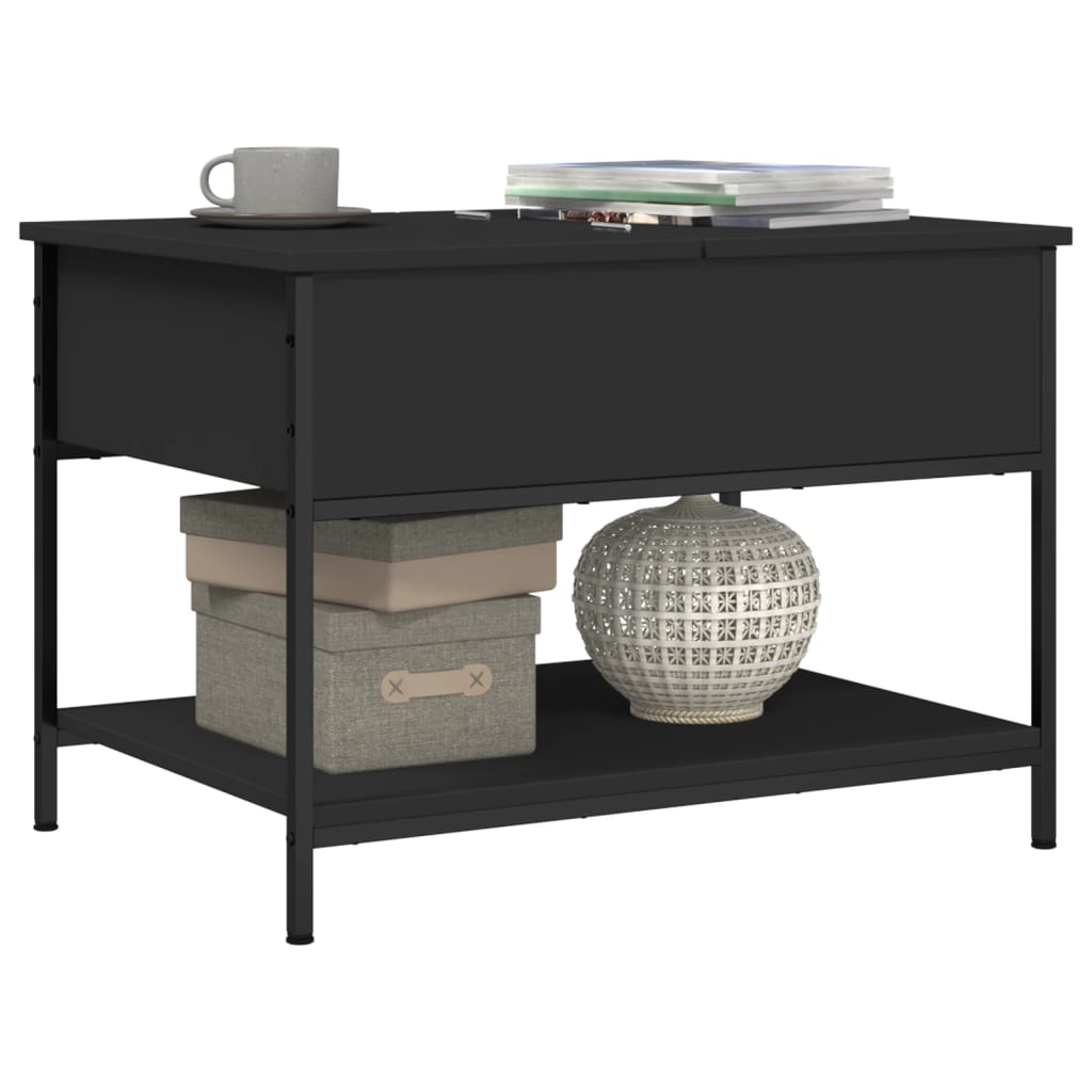 Coffee Table Black 70x50x50 cm Engineered Wood and Metal