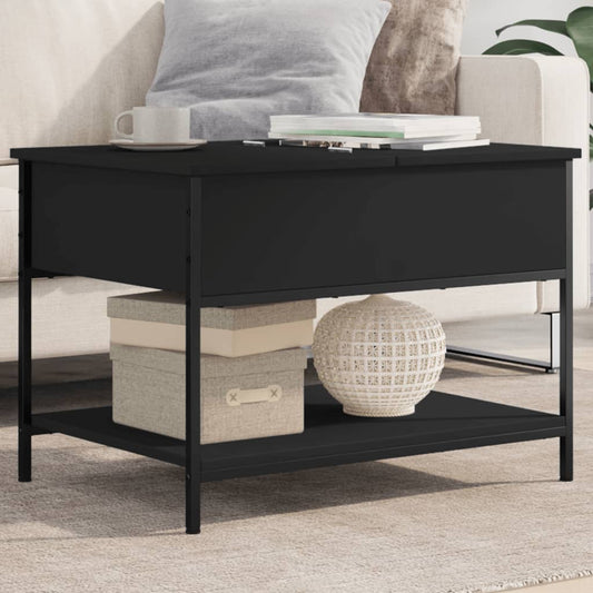 Coffee Table Black 70x50x50 cm Engineered Wood and Metal