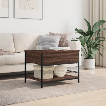 Coffee Table Brown Oak 70x50x50 cm Engineered Wood and Metal