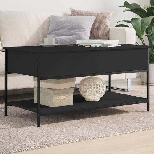 Coffee Table Black 100x50x50 cm Engineered Wood and Metal