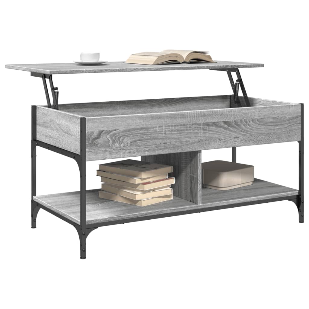 Coffee Table Grey Sonoma 100x50x50 cm Engineered Wood and Metal