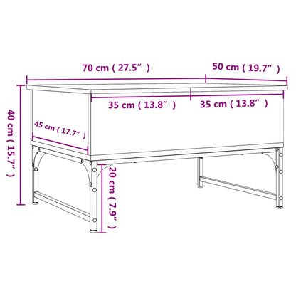 Coffee Table Black 70x50x40 cm Engineered Wood and Metal