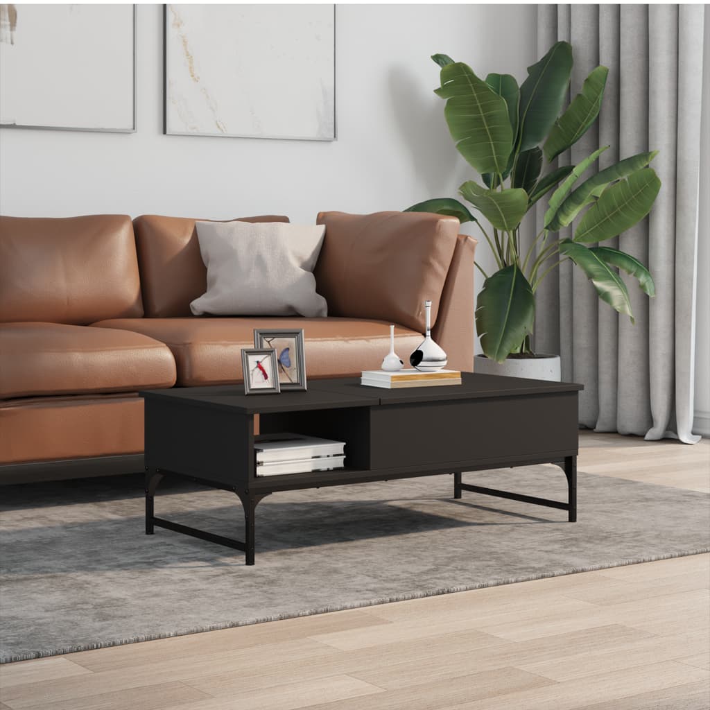 Coffee Table Black 100x50x35 cm Engineered Wood and Metal