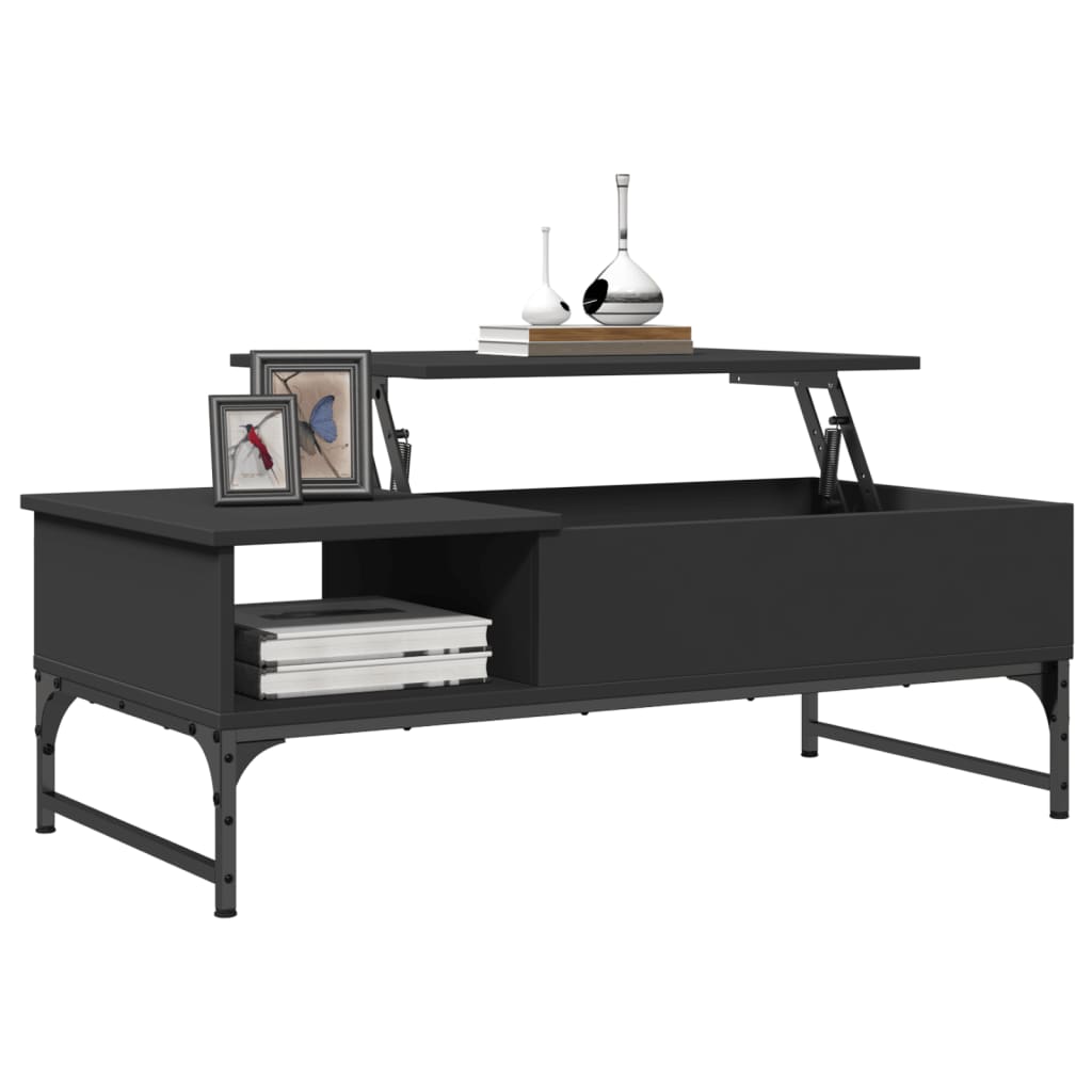 Coffee Table Black 100x50x35 cm Engineered Wood and Metal