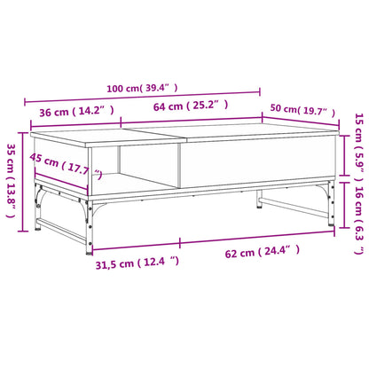 Coffee Table Black 100x50x35 cm Engineered Wood and Metal