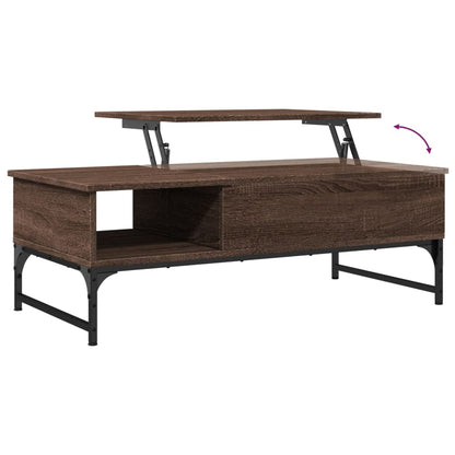 Coffee Table Brown Oak 100x50x35 cm Engineered Wood and Metal
