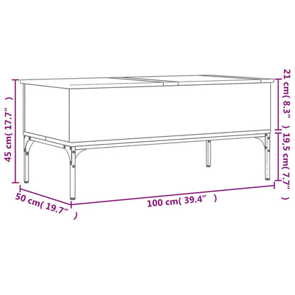 Coffee Table Grey Sonoma 100x50x45 cm Engineered Wood and Metal