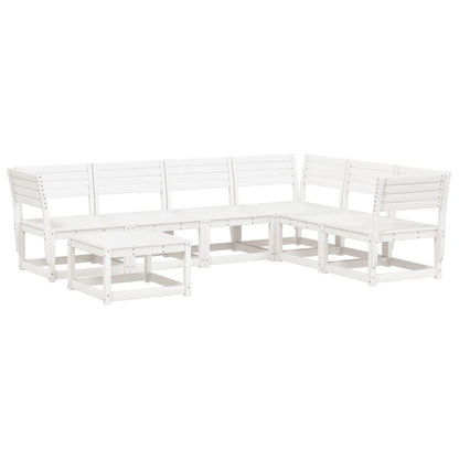 7 Piece Garden Lounge Set White Solid Wood Pine