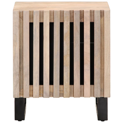 Solid Mango Wood Bedside Cabinet 40x34x46cm - Bleached Finish