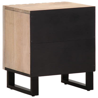 Solid Mango Wood Bedside Cabinet 40x34x46cm - Bleached Finish