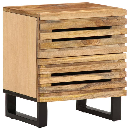 Solid Mango Wood Bedside Cabinet 40x34x46 cm - Rustic Charm