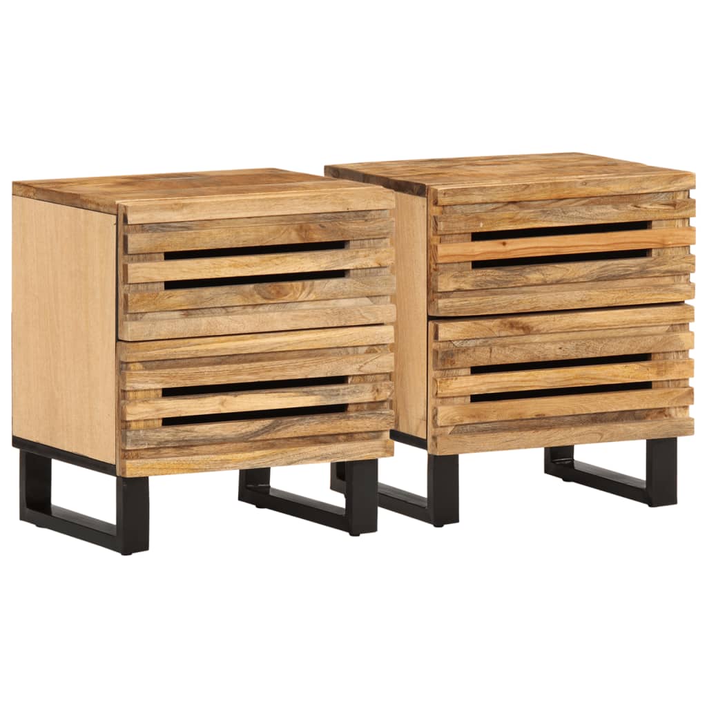 Solid Wood Mango Bedside Cabinets, Set of 2, 40x34x46 cm