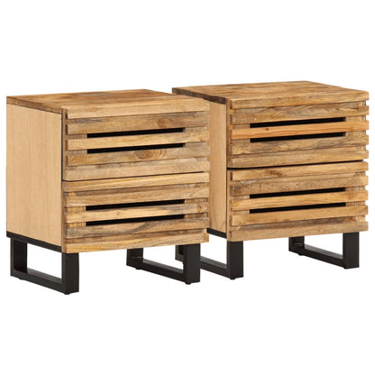 Solid Wood Mango Bedside Cabinets, Set of 2, 40x34x46 cm