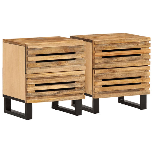 Solid Wood Mango Bedside Cabinets, Set of 2, 40x34x46 cm
