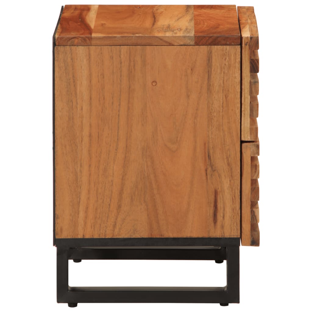 Solid Acacia Wood Bedside Cabinet - 40x34x46 cm