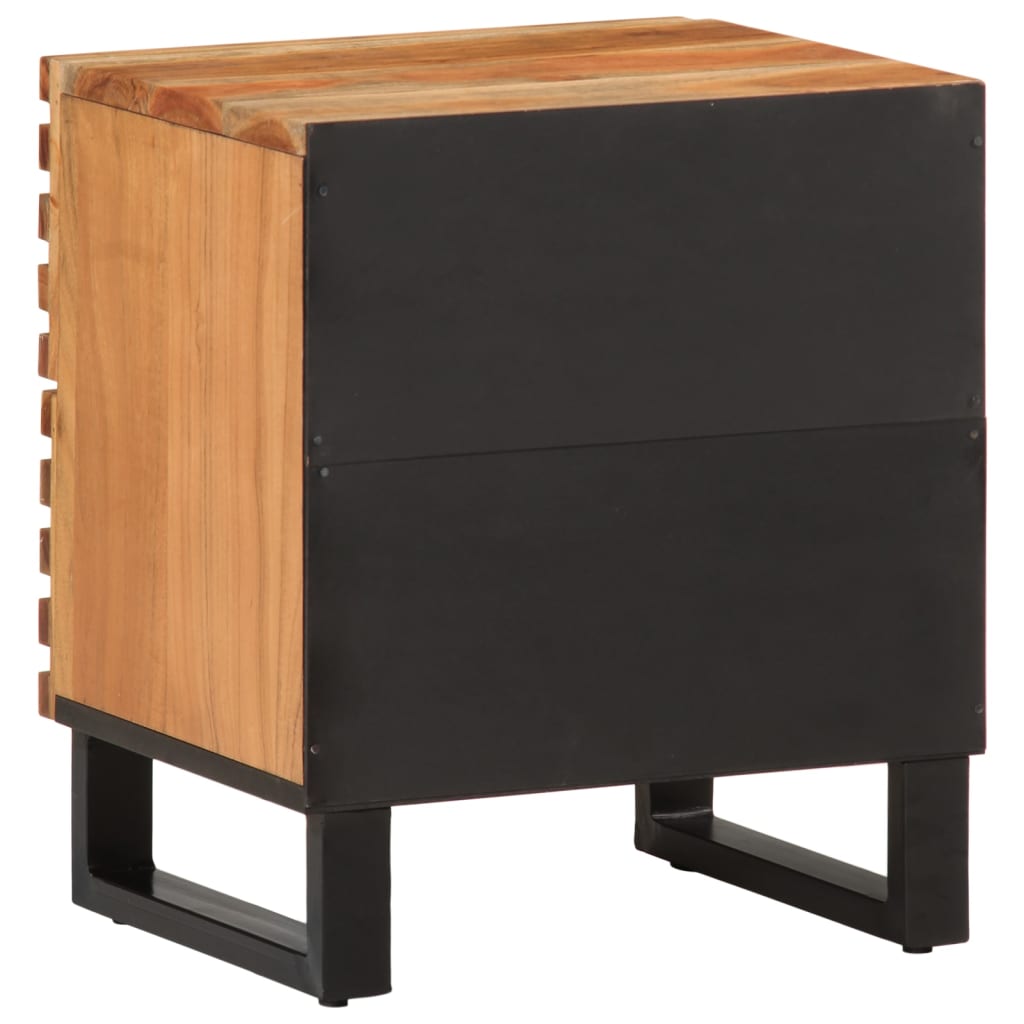 Solid Acacia Wood Bedside Cabinet - 40x34x46 cm