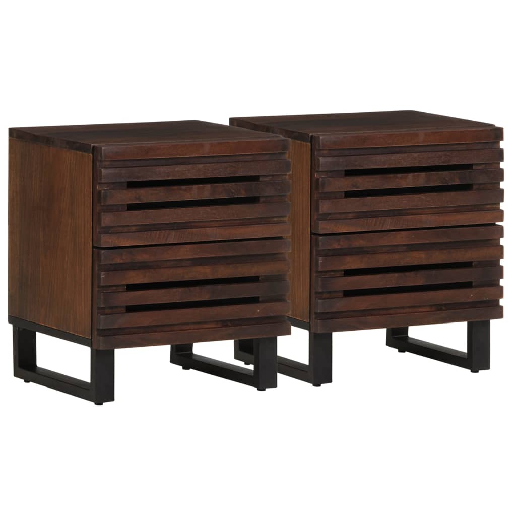 Solid Mango Wood Bedside Cabinets Set of 2 - 40x33x46 cm