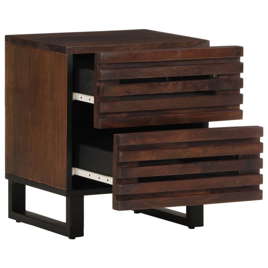 Solid Mango Wood Bedside Cabinets Set of 2 - 40x33x46 cm