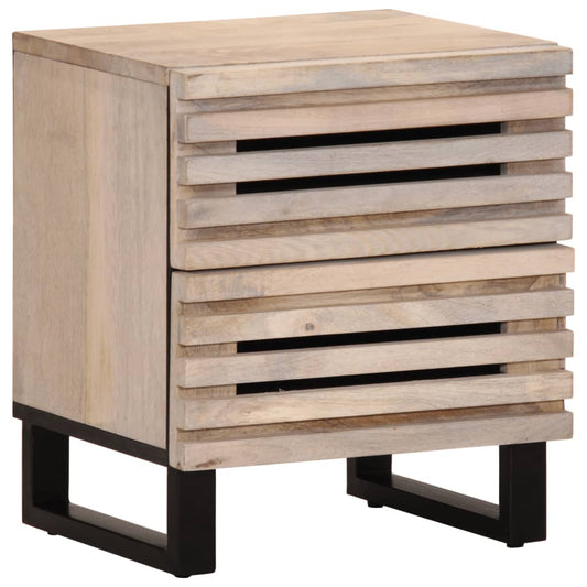 Bleached Mango Solid Wood Bedside Cabinet 40x33x46 cm