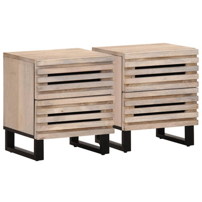 Solid Wood Mango Bedside Cabinets, 2 Pcs, 40x33x46 cm - Bleached Finish