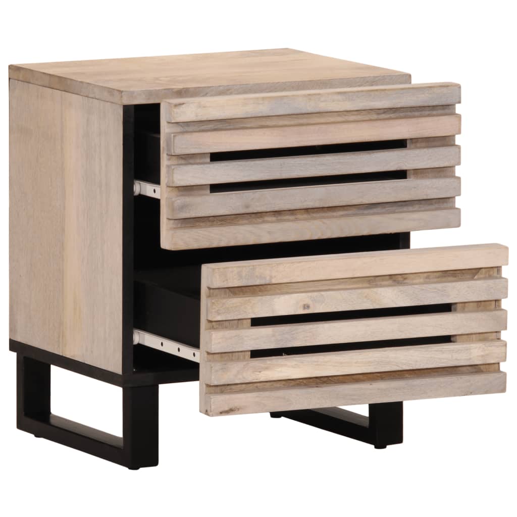 Solid Wood Mango Bedside Cabinets, 2 Pcs, 40x33x46 cm - Bleached Finish