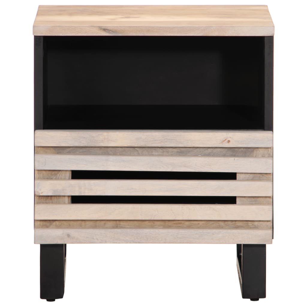 Solid Wood Bedside Cabinet - 40x33x46 cm Bleached Mango Finish