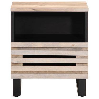 Solid Wood Bedside Cabinet - 40x33x46 cm Bleached Mango Finish