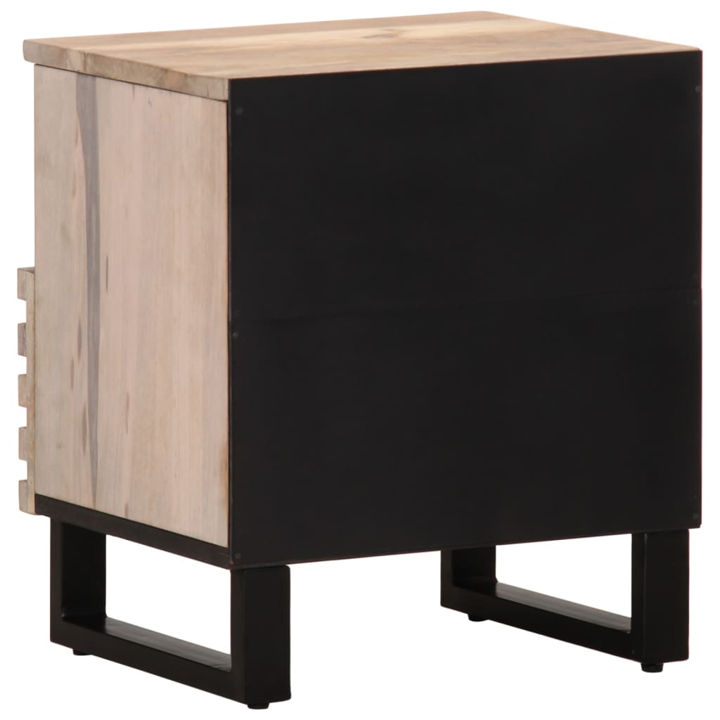 Solid Wood Bedside Cabinet - 40x33x46 cm Bleached Mango Finish