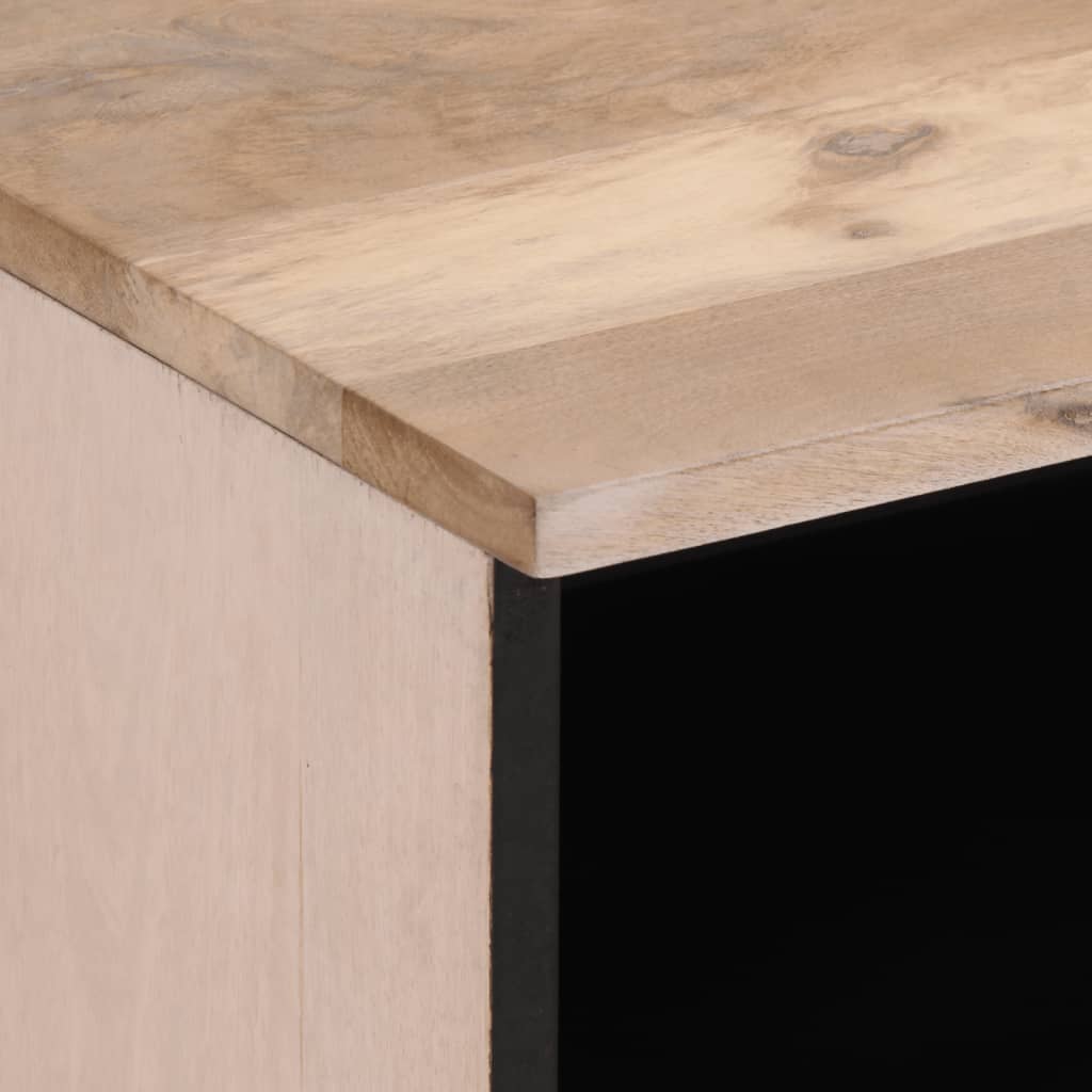 Solid Wood Bedside Cabinet - 40x33x46 cm Bleached Mango Finish